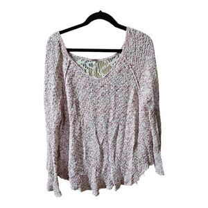 FREE PEOPLE Knit Oversized Crew Neck Crochet Back Sweater- Size M